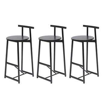 Pnronnc Bar Stools Metal Counter Barstools Kitchen Island Bar Chairs with Footstool, Set of 3
