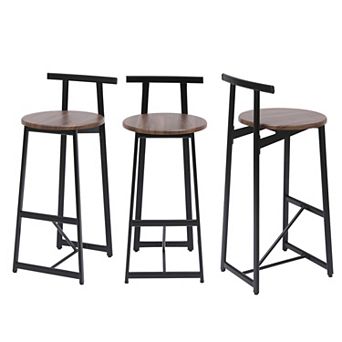 Pnronnc Bar Stools Metal Counter Barstools Kitchen Island Bar Chairs with Footstool, Set of 3