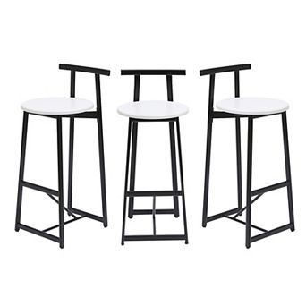 Pnronnc Bar Stools Metal Counter Barstools Kitchen Island Bar Chairs with Footstool, Set of 3
