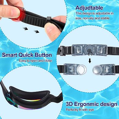 6pc Swimming Goggles Anti Fog Ear Plugs Nose Clip
