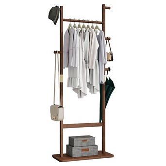 Pnronnc Entrance Coat Racks Wood Hanger Shelf Clothing Garment Rack Wardrobe Storage Shelves
