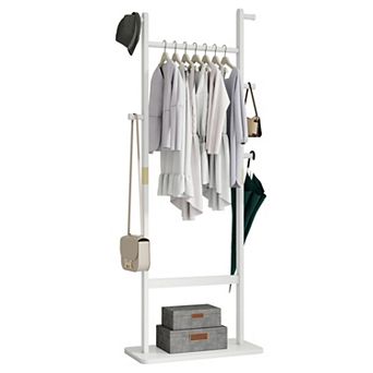 Pnronnc Entrance Coat Racks Wood Hanger Shelf Clothing Garment Rack Wardrobe Storage Shelves