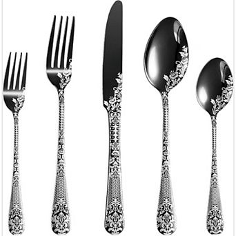 Damask Rose Stainless Steel 20 pc Flatware Set Dishwasher Safe Mirror Polish