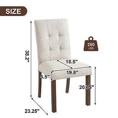 Pnronnc Modern 4pcs Dining Chairs Set Kitchen Side Chairs with Wood Legs and Fabric Back