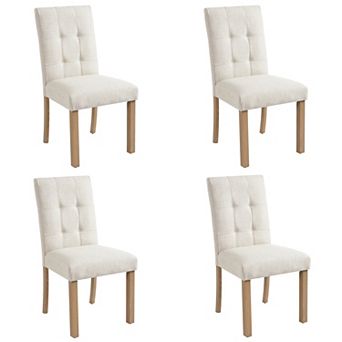Pnronnc Modern 4 pc Dining Chairs Set Kitchen Side Chairs with Wood Legs and Fabric Back