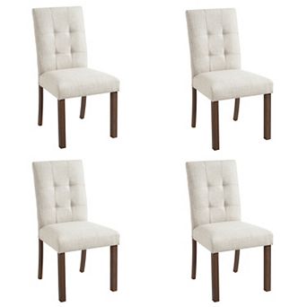Pnronnc Modern 4 pc Dining Chairs Set Kitchen Side Chairs with Wood Legs and Fabric Back