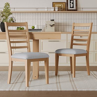 Pnronnc Slats Chairs Upholstered Dining Chairs 2pc Farmhouse Dining Chairs Set Classic Armless Chair