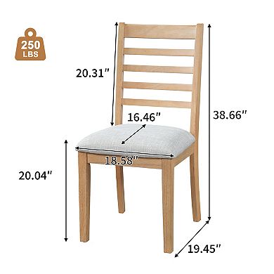 Pnronnc Slats Chairs Upholstered Dining Chairs 2pc Farmhouse Dining Chairs Set Classic Armless Chair