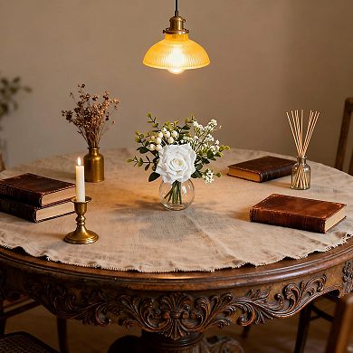 6 Pcs Artificial Flower Centerpieces in Vase, White Rose Eucalyptus Table Decor with Glass