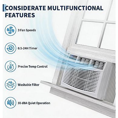 ANIXOL 10000 BTU Window Air Conditioner with Remote Control for Medium Rooms