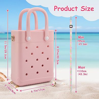 Mini Rubber Tote Bag Beach Charms Adjustable Strap