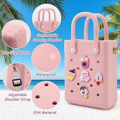 Mini Rubber Tote Bag Beach Charms Adjustable Strap