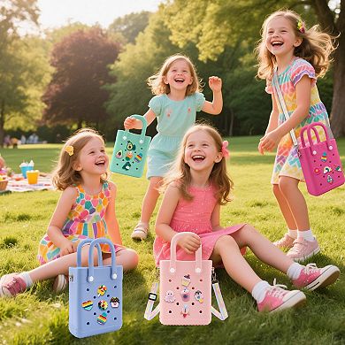 Mini Rubber Tote Bag Beach Charms Adjustable Strap