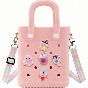 Mini Rubber Tote Bag Beach Charms Adjustable Strap