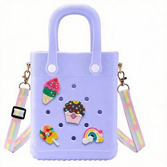 Mini Rubber Tote Bag Beach Charms Adjustable Strap
