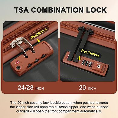 Trikiousd Luggage Sets 5 Piece , Hardside Expandable Carry on Suitcase with Spinner Wheels TSA Lock