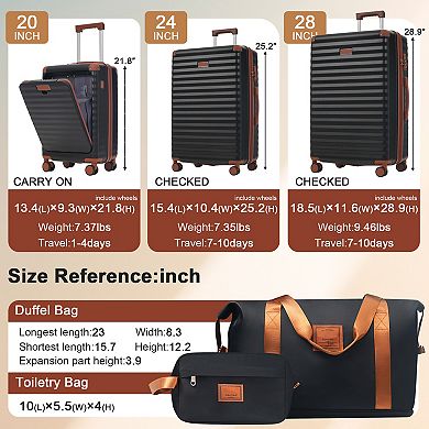 Trikiousd Luggage Sets 5 Piece , Hardside Expandable Carry on Suitcase with Spinner Wheels TSA Lock