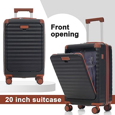 Trikiousd Luggage Sets 5 Piece , Hardside Expandable Carry on Suitcase with Spinner Wheels TSA Lock