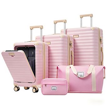 Trikiousd Luggage Sets 5 pc , Hardside Expandable Carry on Suitcase with Spinner Wheels TSA Lock