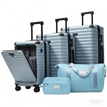 Trikiousd Luggage Sets 5 pc , Hardside Expandable Carry on Suitcase with Spinner Wheels TSA Lock