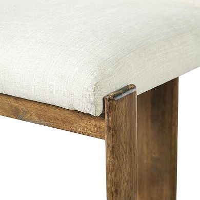 Pnronnc Modern Bar Stools Solid Wood Counter Height Barstools Linen Upholstered Kitchen Island Chair
