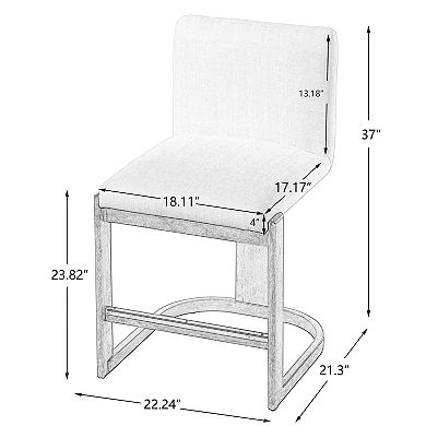 Pnronnc Modern Bar Stools Solid Wood Counter Height Barstools Linen Upholstered Kitchen Island Chair