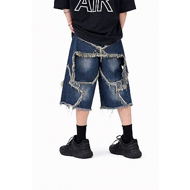 Loose Fit Star Patch Denim Shorts