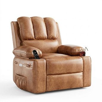 Power Swivel Massage Recliner with Heat and Rocking Motion Electric Lounge Chair with USB Port
