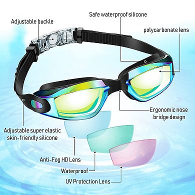 6pc Swimming Goggles Anti Fog Ear Plugs Nose Clip No Leaking Protection