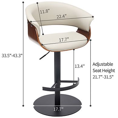 Pnronnc Leather Bar Stools Dining Chair Swivel Bar Chair Bar Height Couner Barstools Kitchen Stools