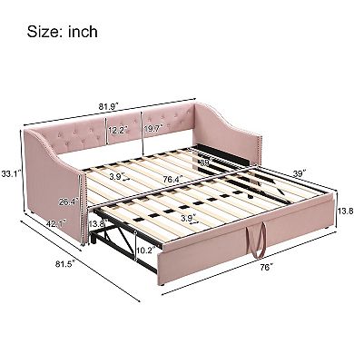 Pnronnc Twin to King Design Sofa Bed Upholstered Daybed with Pop Up Trundle Bed