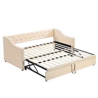 Pnronnc Twin to King Design Sofa Bed Upholstered Daybed with Pop Up Trundle Bed