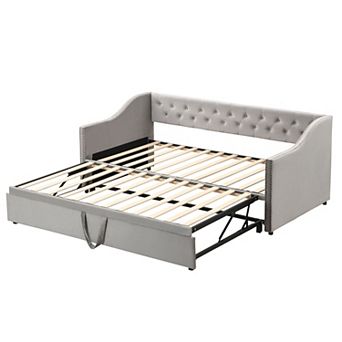 Pnronnc Twin to King Design Sofa Bed Upholstered Daybed with Pop Up Trundle Bed