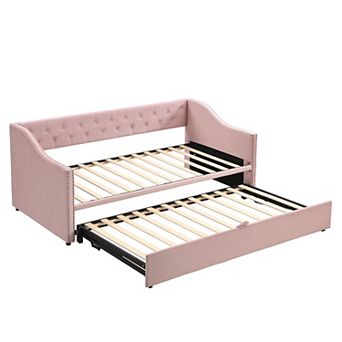 Pnronnc Twin to King Design Sofa Bed Upholstered Daybed with Pop Up Trundle Bed