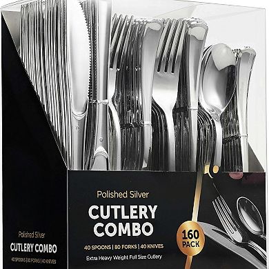 Elegant Disposable Cutlery Set 160 Pieces for All Occasions