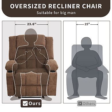 Massage Rocker Recliner Chair with Heat and Vibration Ergonomic Lounge Sofa with Cup Holders