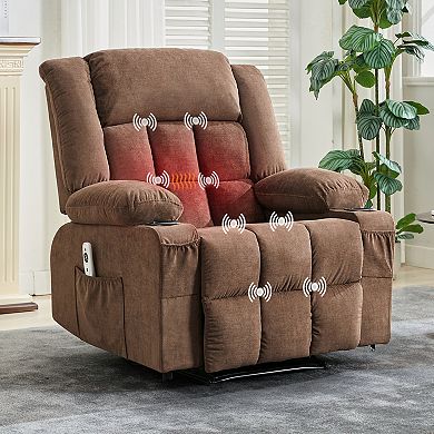 Massage Rocker Recliner Chair with Heat and Vibration Ergonomic Lounge Sofa with Cup Holders