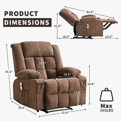 Massage Rocker Recliner Chair with Heat and Vibration Ergonomic Lounge Sofa with Cup Holders