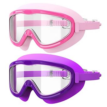 2 pc Swim Goggles Adult Wide View UV Protection Clear Lens