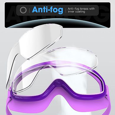 2pc Swim Goggles Adult Wide View UV Protection Clear Lens