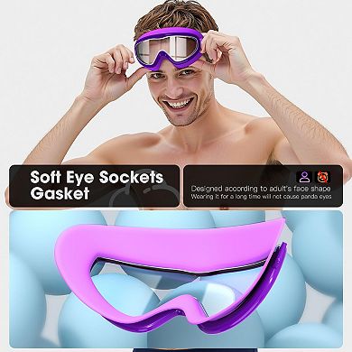 2pc Swim Goggles Adult Wide View UV Protection Clear Lens