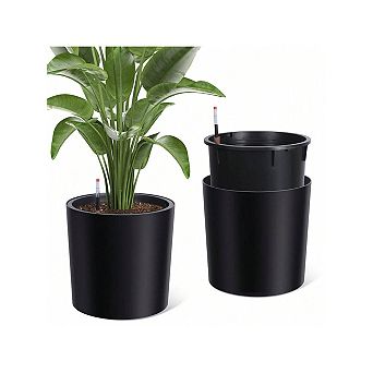 Set of 2 Tall Round Planters 20 in Large Flower Pots with Built High Quality Durable Design