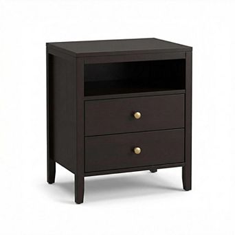 ANIXOL Farmhouse Nightstand with Charging Station;USB Outlets;2 Drawers