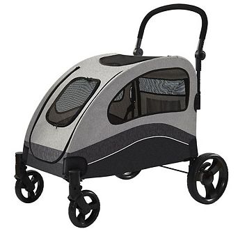 Folding Large Dog Stroller,Pet Wagon,Swivel Wheels,Adjustable Handle,Storage Pocket 160lbs Capacity