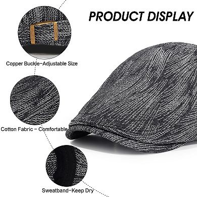 2-PC Set Men's Newsboy Hat Cotton Flat Hat