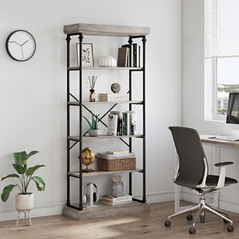 6 tier Bookshelf Metal Frame for Living Room Sturdy Storage Organizer