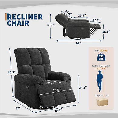 Lazy Recliner Chair Manual Swivel Rocker Single Sofa High Back Armrests