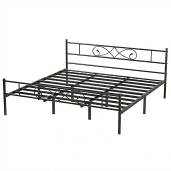 Metal Platform Bed Frame with Fist Design Headboard & Footboard, Under Storage, No Box Spring Needed
