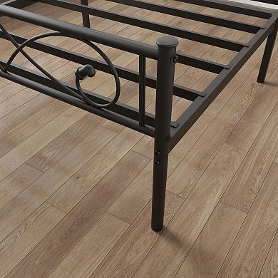 Metal Platform Bed Frame with Fist Design Headboard & Footboard, Under Storage, No Box Spring Needed