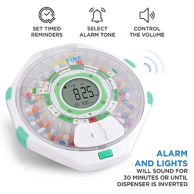 LiveFine 28-Day Automatic Pill Dispenser with Upgraded LCD Display and Key Lock - Clear Lid